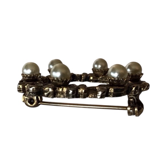 Pear Floral Brooch Round Wreath Gold Tone Costume Fashion Jewelry Vintage - Picture 4 of 9